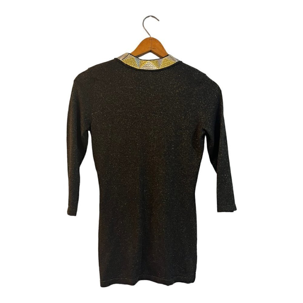 J. McLaughlin Tunic Top Geometric Embroidered Black Women's Size XS Cotton Modal - Picture 3 of 6